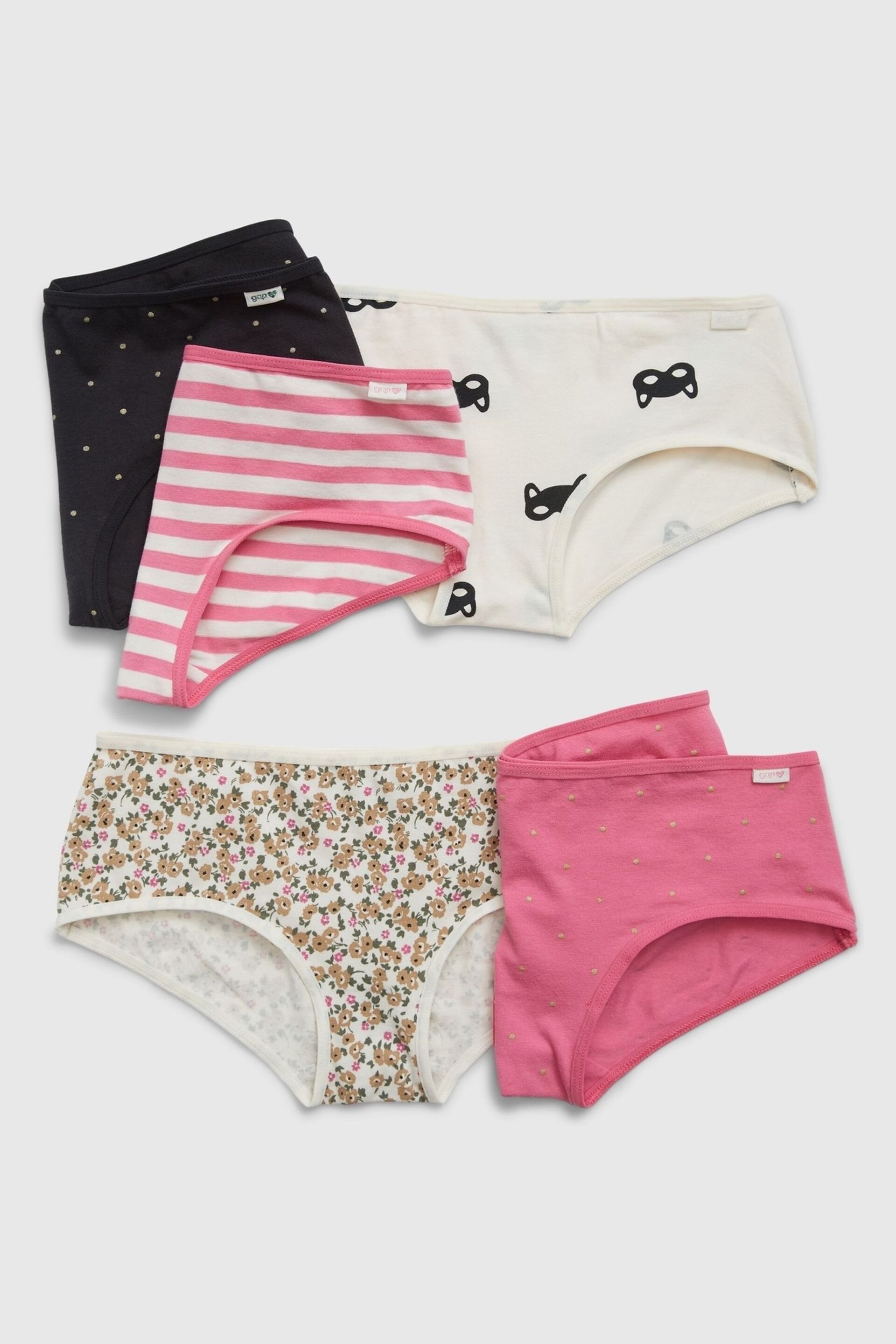 Gap Pink Kids Organic Cotton 5 Pack Hipster Briefs (4-13yrs) - Image 1 of 1