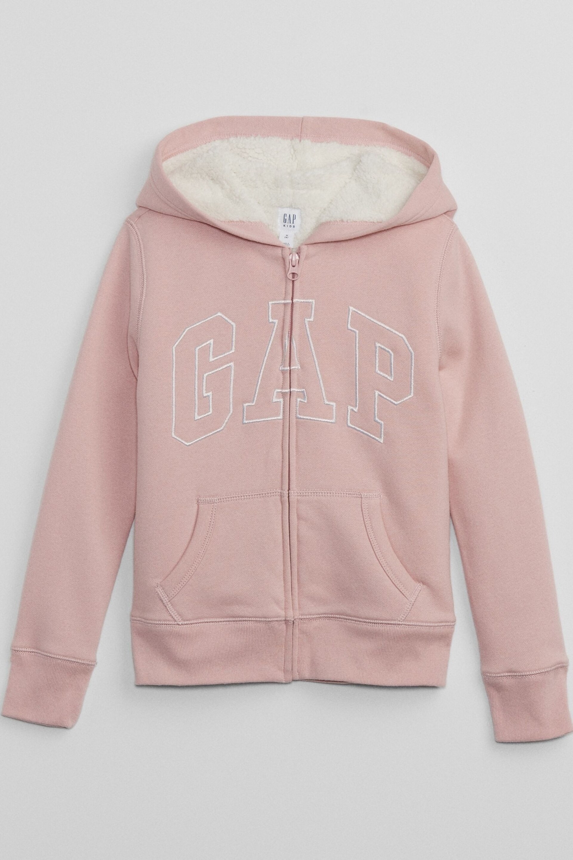 Gap Pink Logo Sherpa Zip Hoodie (4-13yrs) - Image 1 of 2