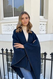 Lipsy Navy Super Soft Cosy Contrast Trim Cape - Image 3 of 3