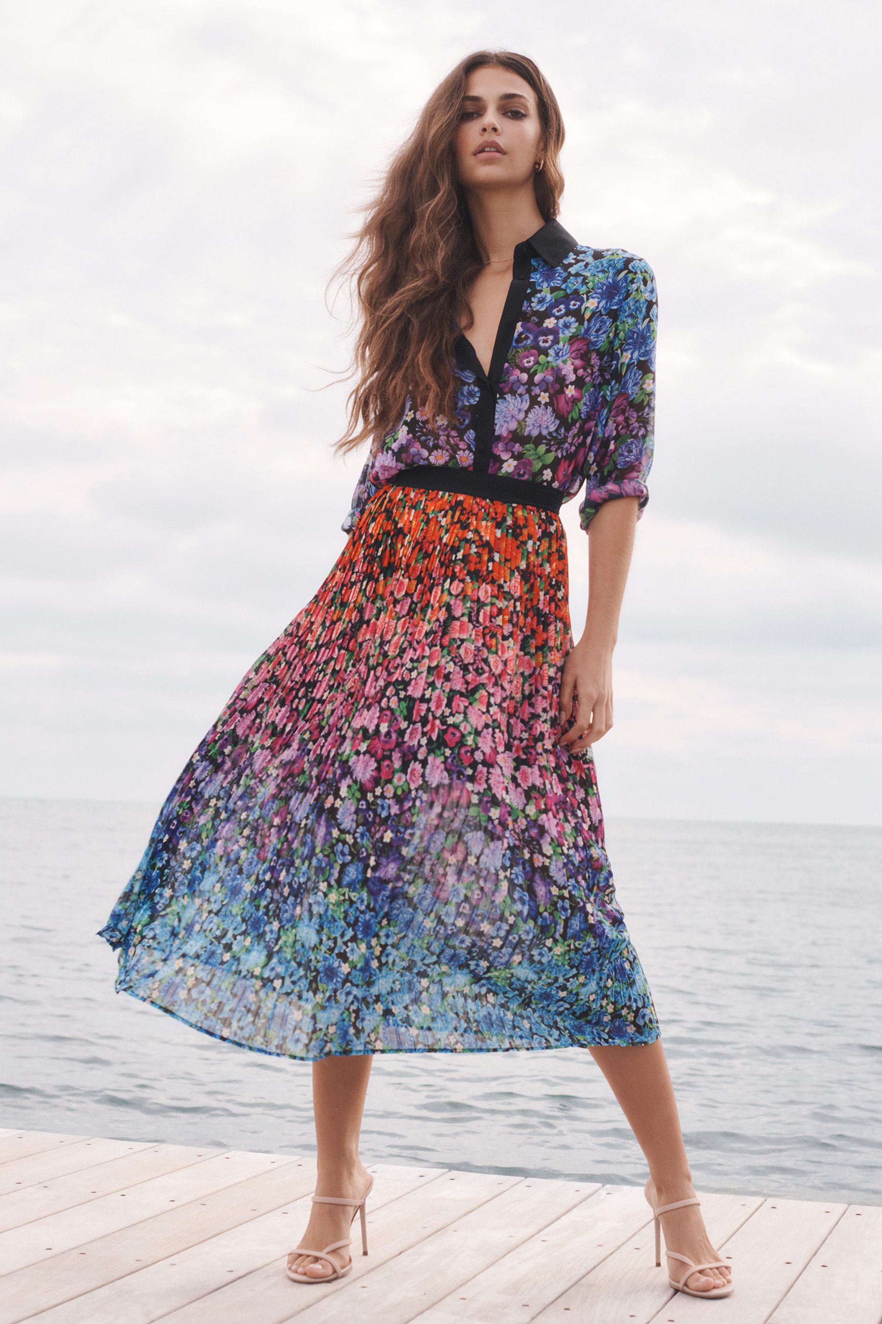 Buy Mary Katrantzou x Lipsy Black Floral Printed Chiffon Shirt from Next Luxembourg