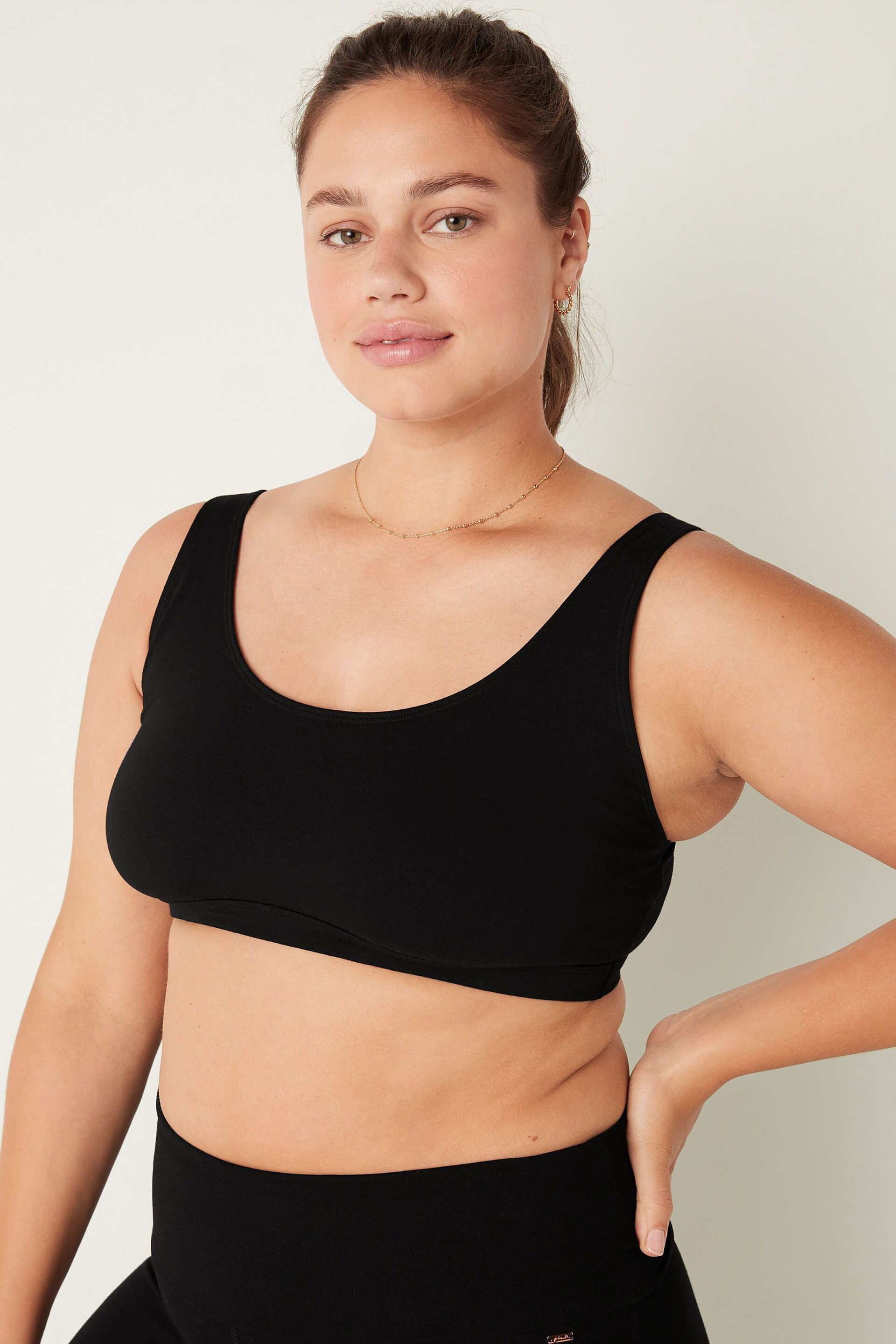 Victoria's Secret PINK Pure Black Cotton Scoop Bralette - Image 3 of 4