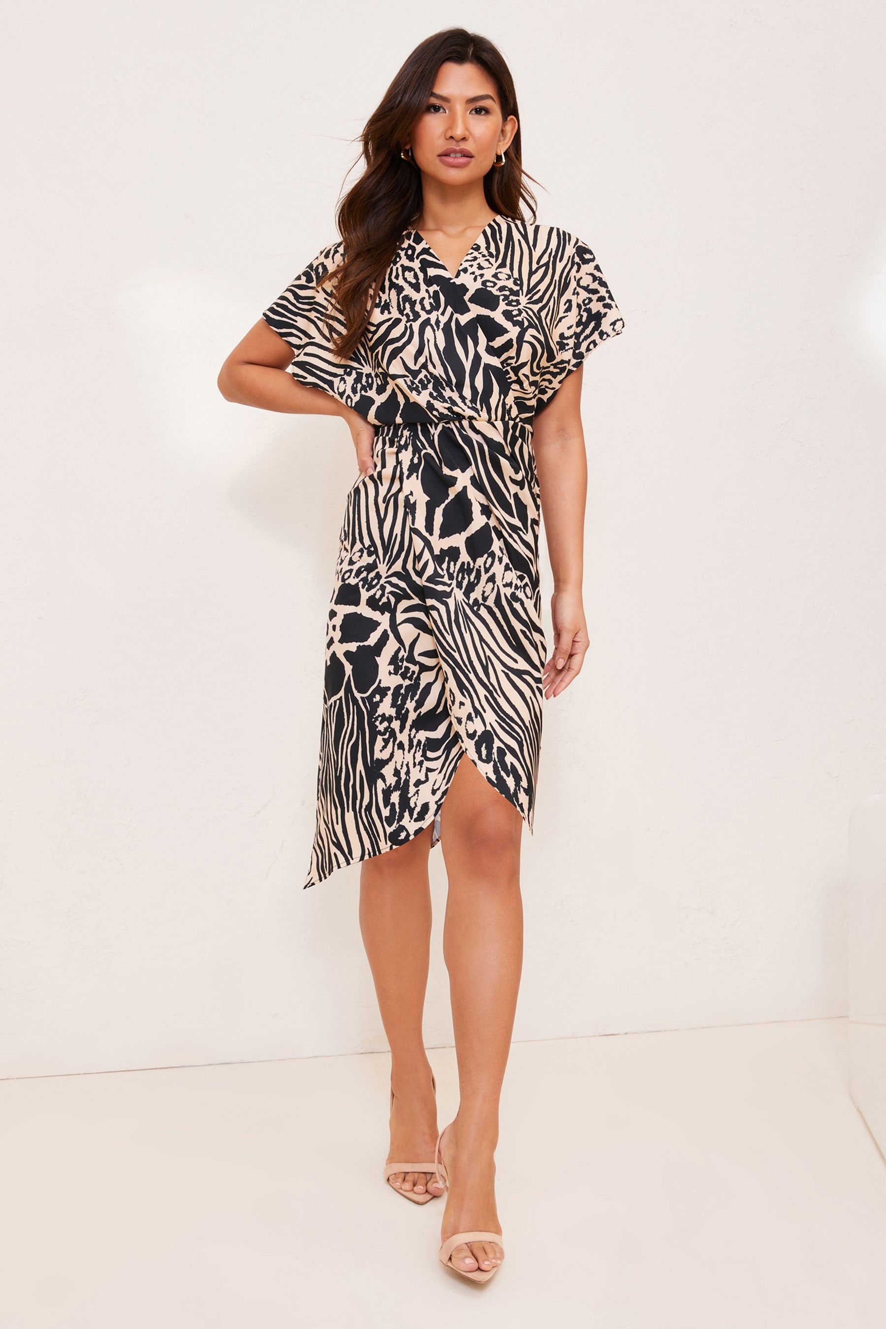 Buy Lipsy Animal Wrap Midi Dress from Next Luxembourg