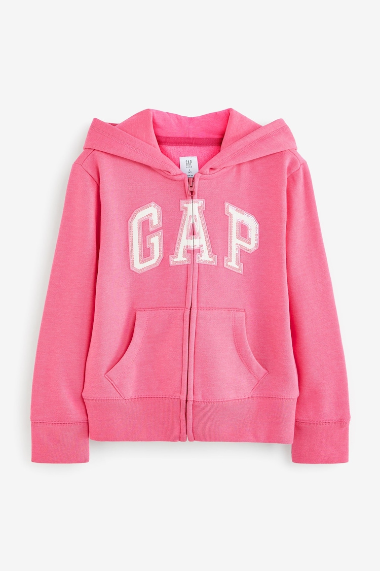 Gap Pink Logo Zip Through Hoodie (4-13yrs) - Image 1 of 3