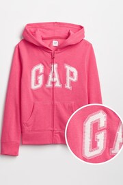 Gap Pink Logo Zip Through Hoodie (4-13yrs) - Image 2 of 3