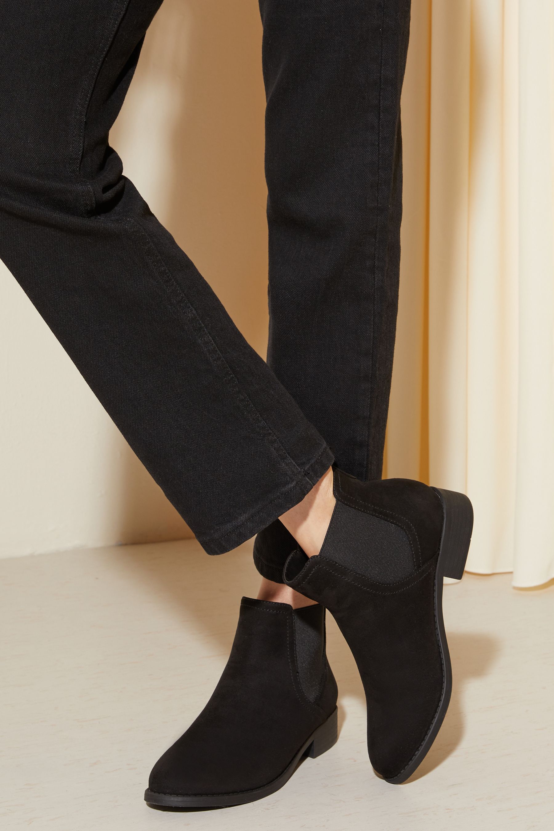 Buy Friends Like These Black Faux Suede Wide Fit Flat Ankle Chelsea Boot from Next Luxembourg