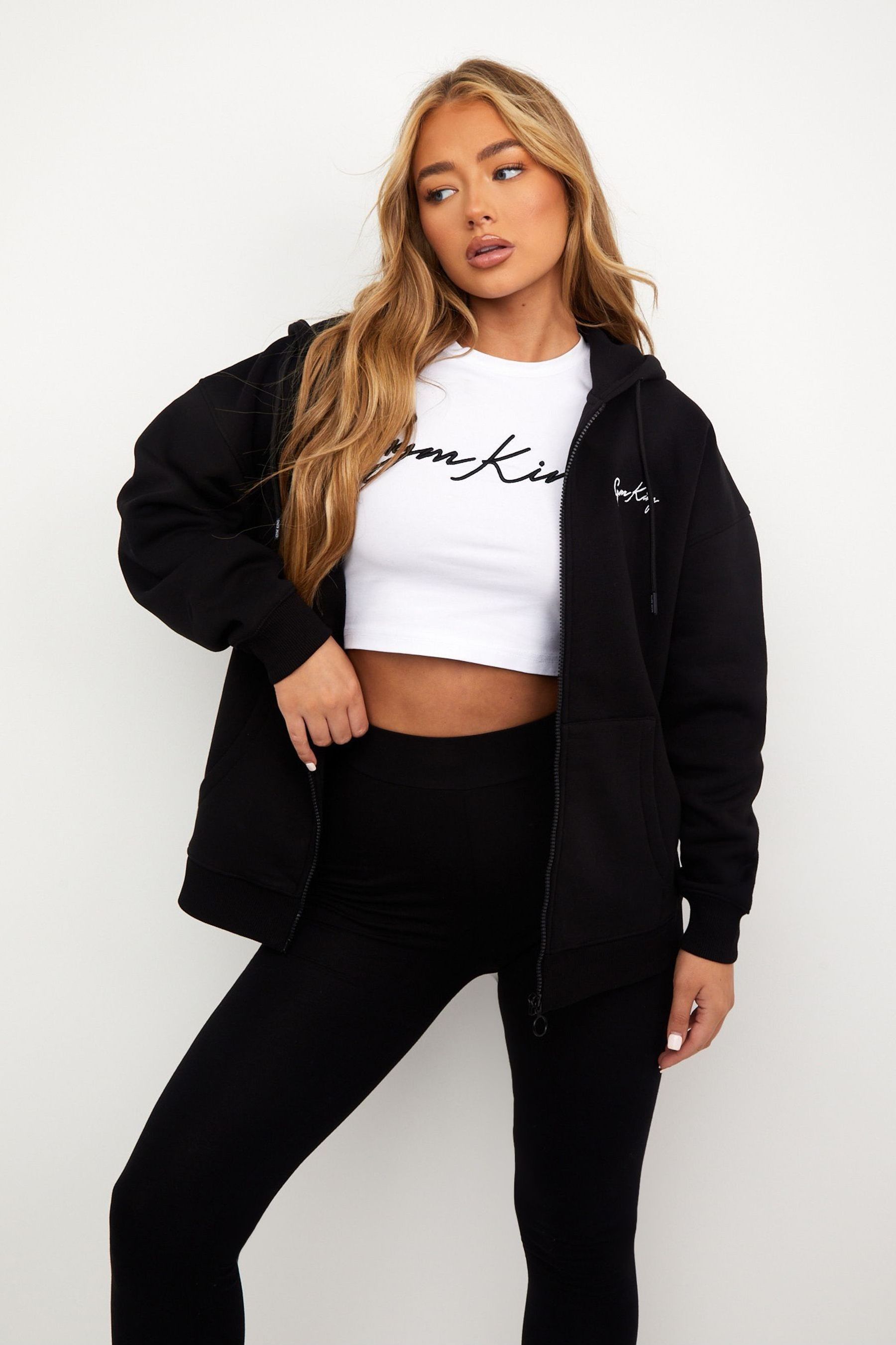 Buy Gym King Black Full Zip Hoodie from Next Luxembourg