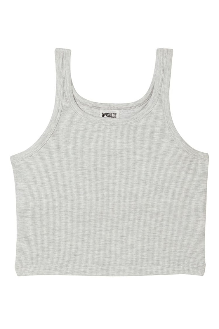 Victoria's Secret PINK Heather Grey Crop Ribbed Tank Top - Image 4 of 4