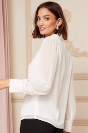 Love & Roses Ivory White White Petite Embellished Collar Lace Trim Shirt - Image 3 of 4