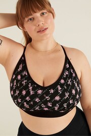 Victoria's Secret PINK Pure Black Logo Floral Lightly Lined Low Impact Sports Bra - Image 3 of 4