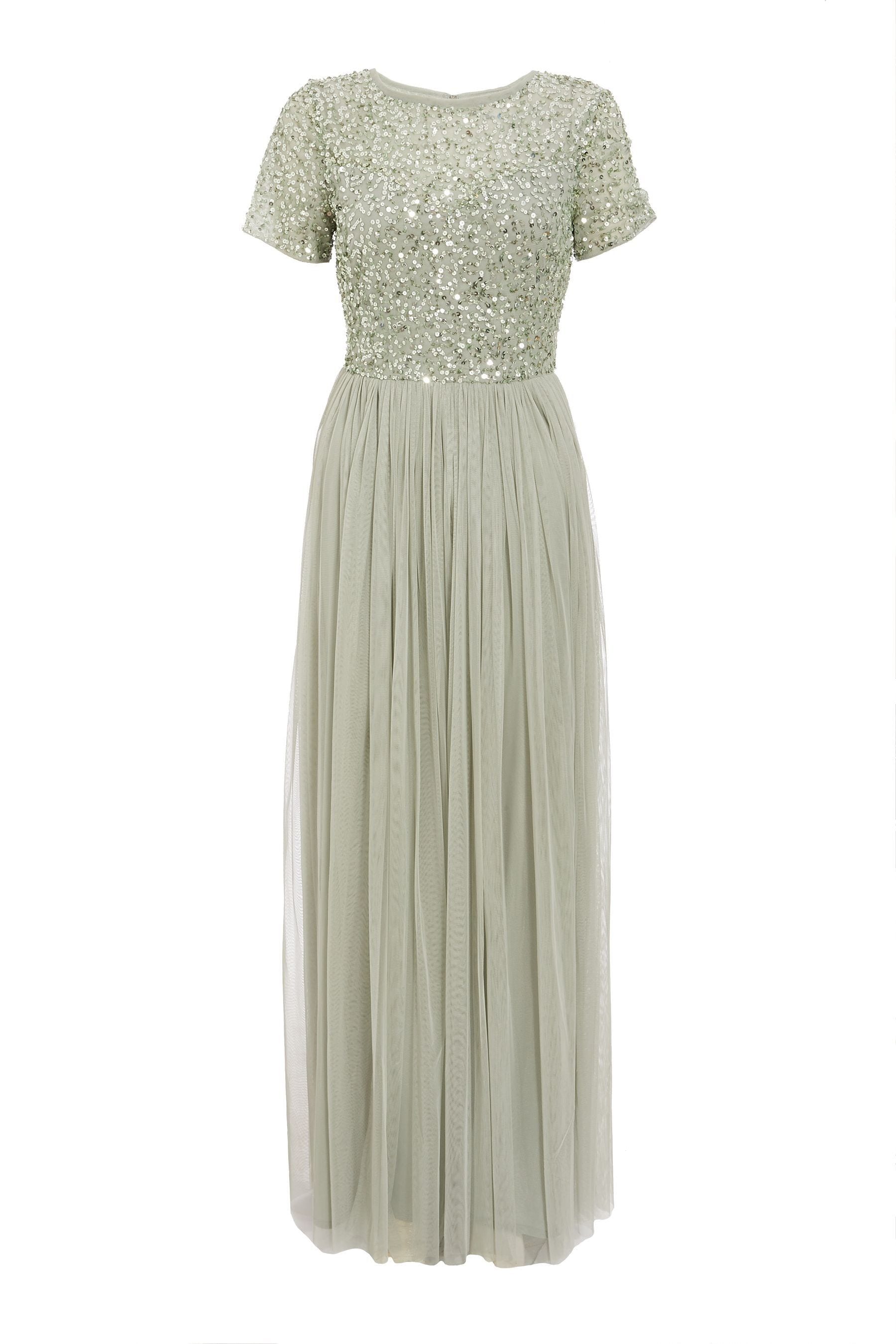 Quiz grey embellished maxi dress shop