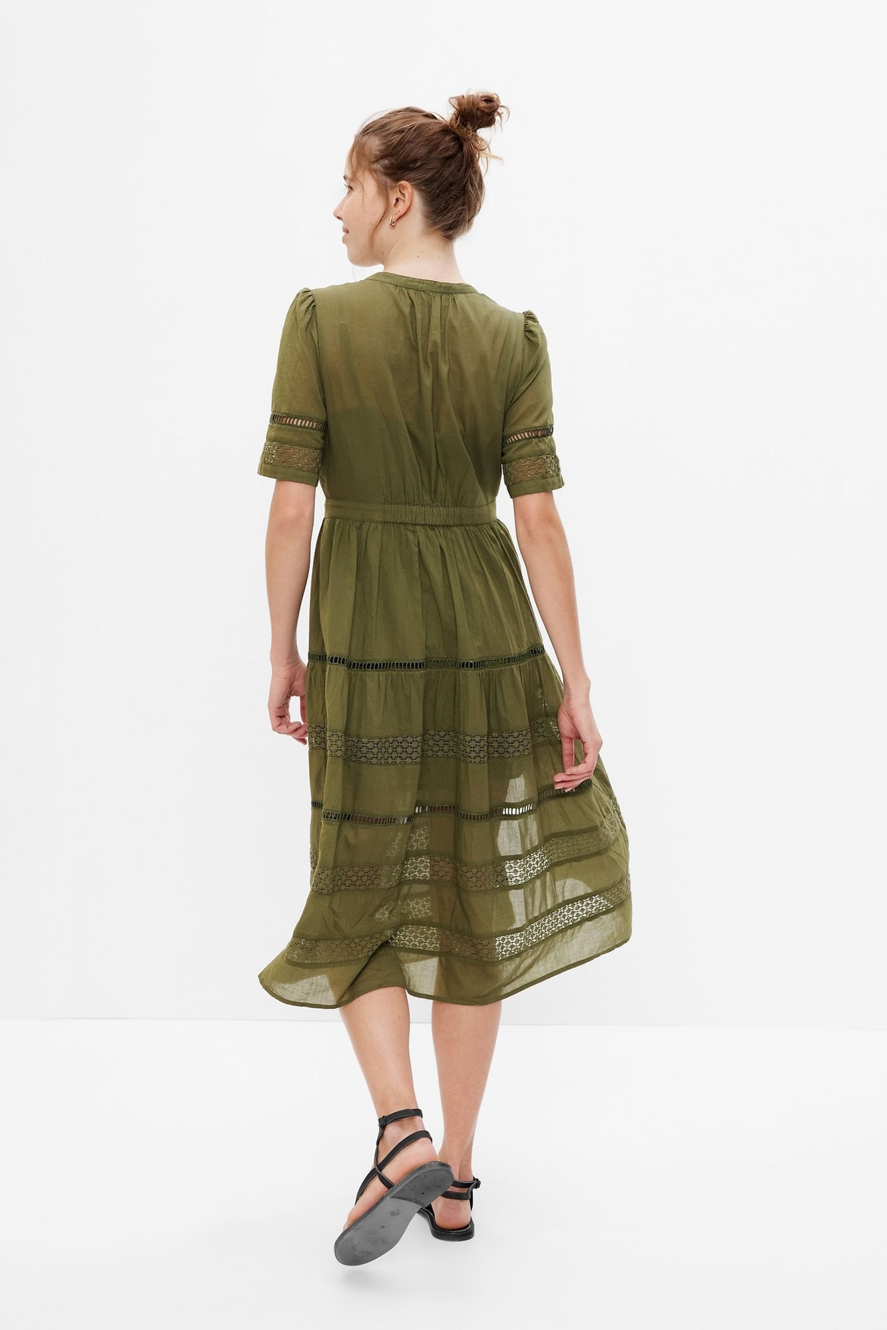 Buy Gap Green Lace Button Front Midi Dress from Next Luxembourg