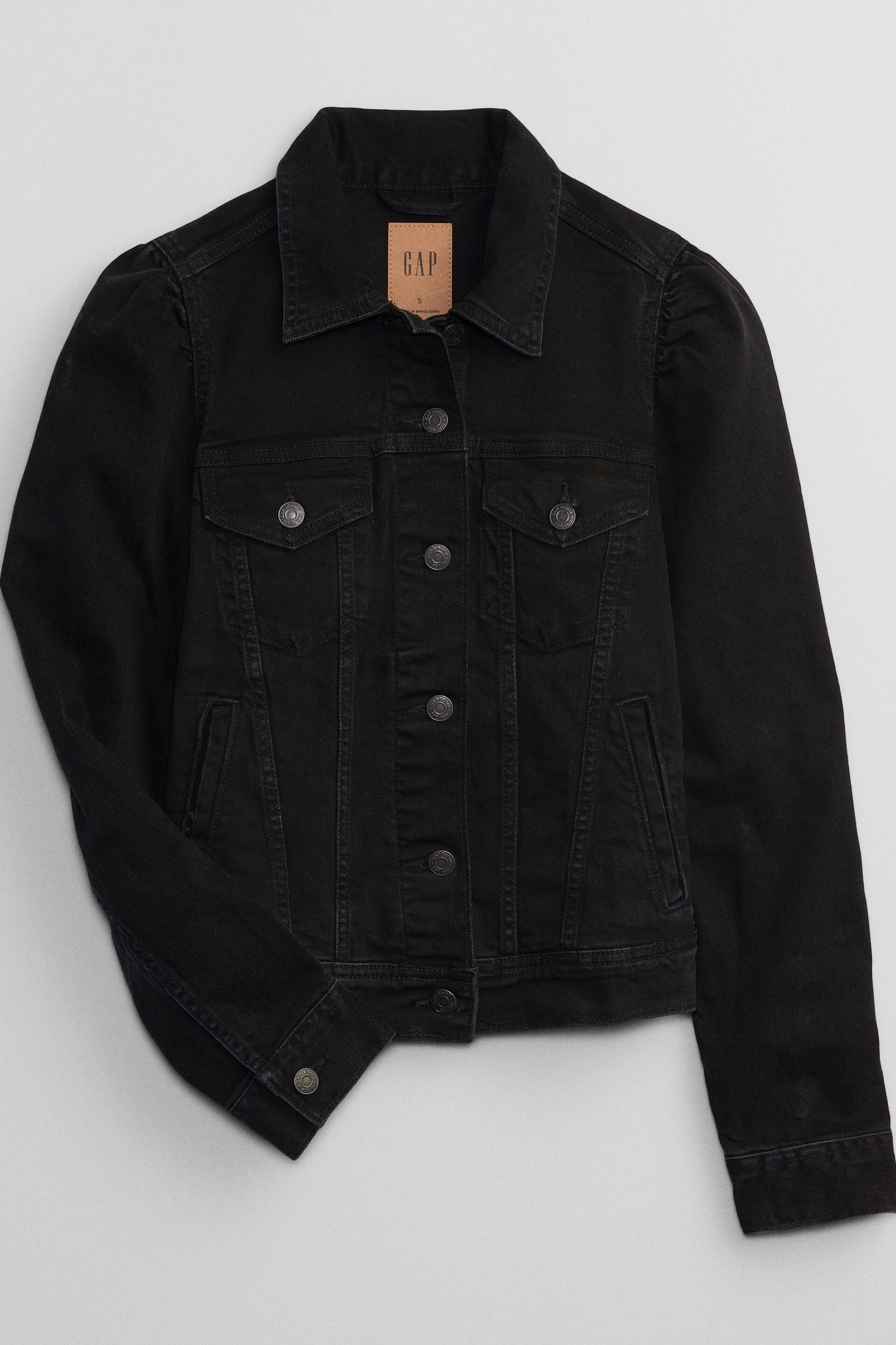 Gap Black Puff Sleeve Denim Jacket - Image 5 of 5