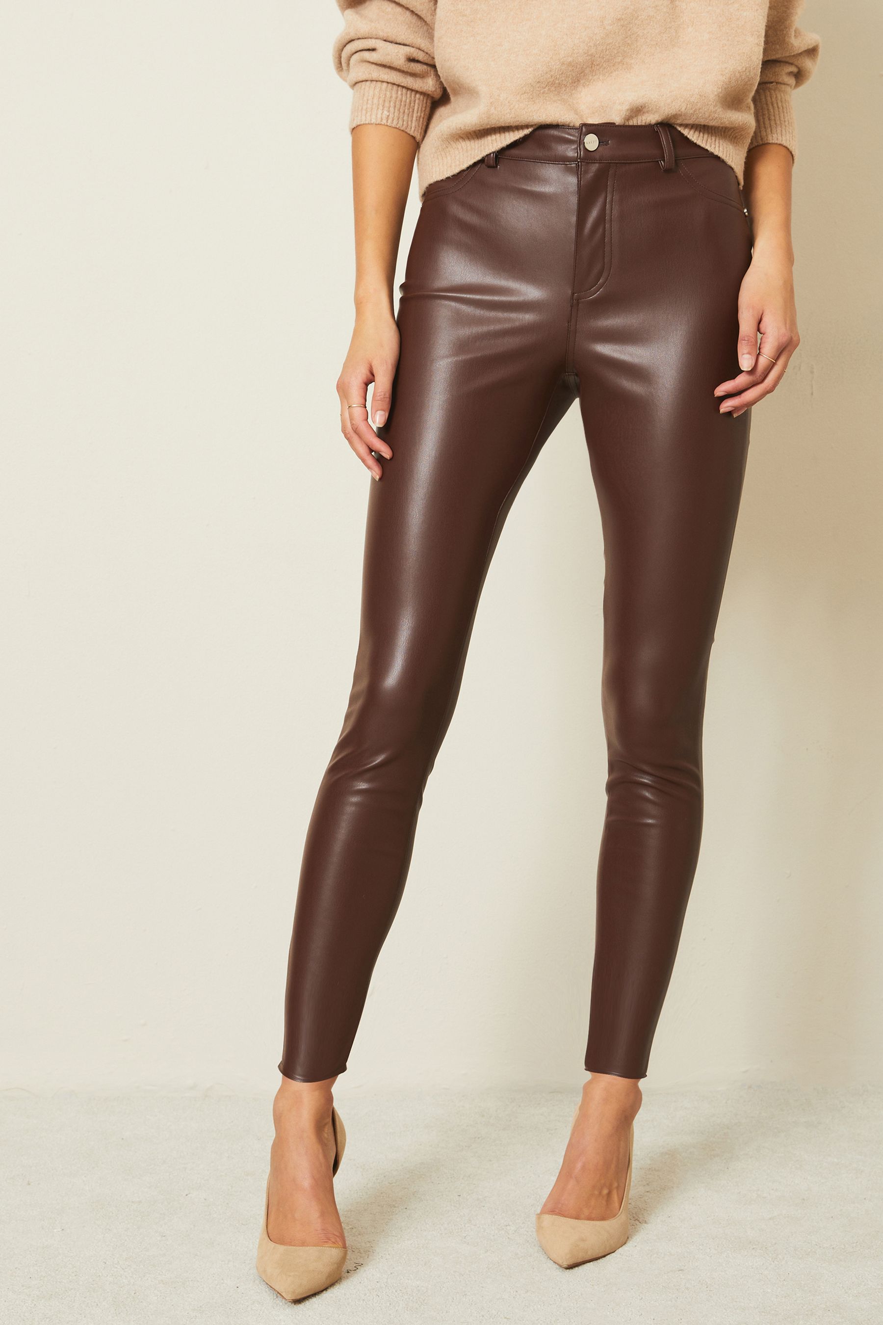 Next womens leather look jeans hotsell