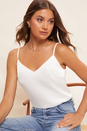 Friends Like These Ivory White Strappy Sleeveless Satin Cami Top - Image 1 of 4