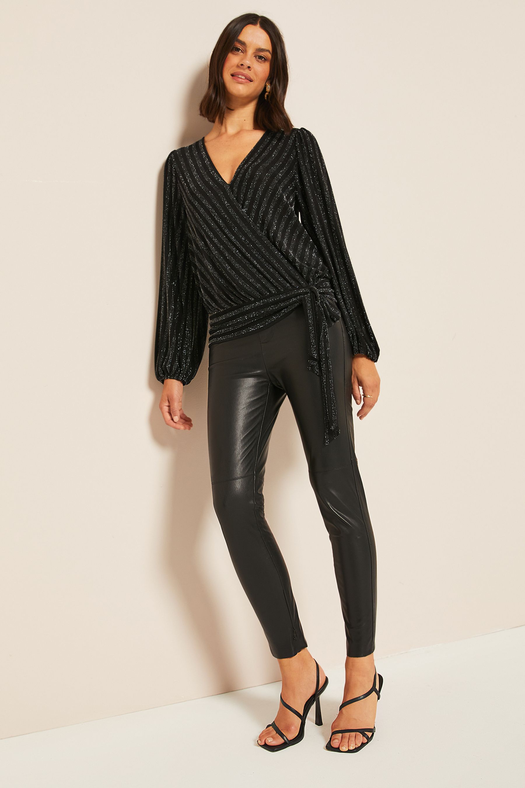 Black sparkle wrap top clearance
