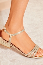 Friends Like These Gold Regular Fit Occasion Strappy Gem Sandals - Image 2 of 5
