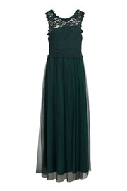 VILA Green Sleeveless Lace And Tulle Maxi Dress - Image 1 of 2