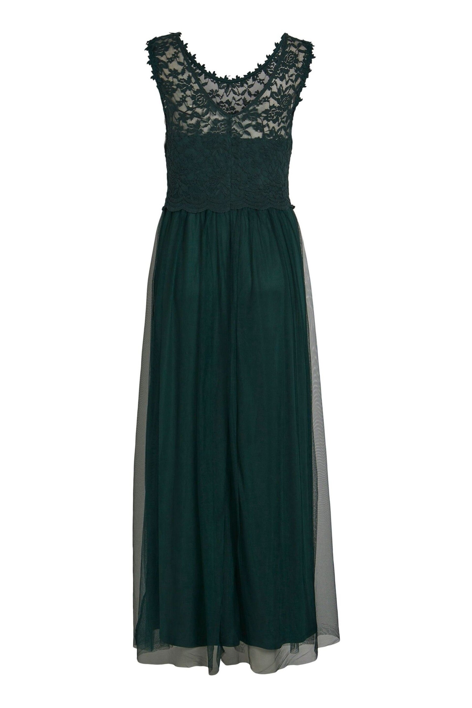 VILA Green Sleeveless Lace And Tulle Maxi Dress - Image 2 of 2