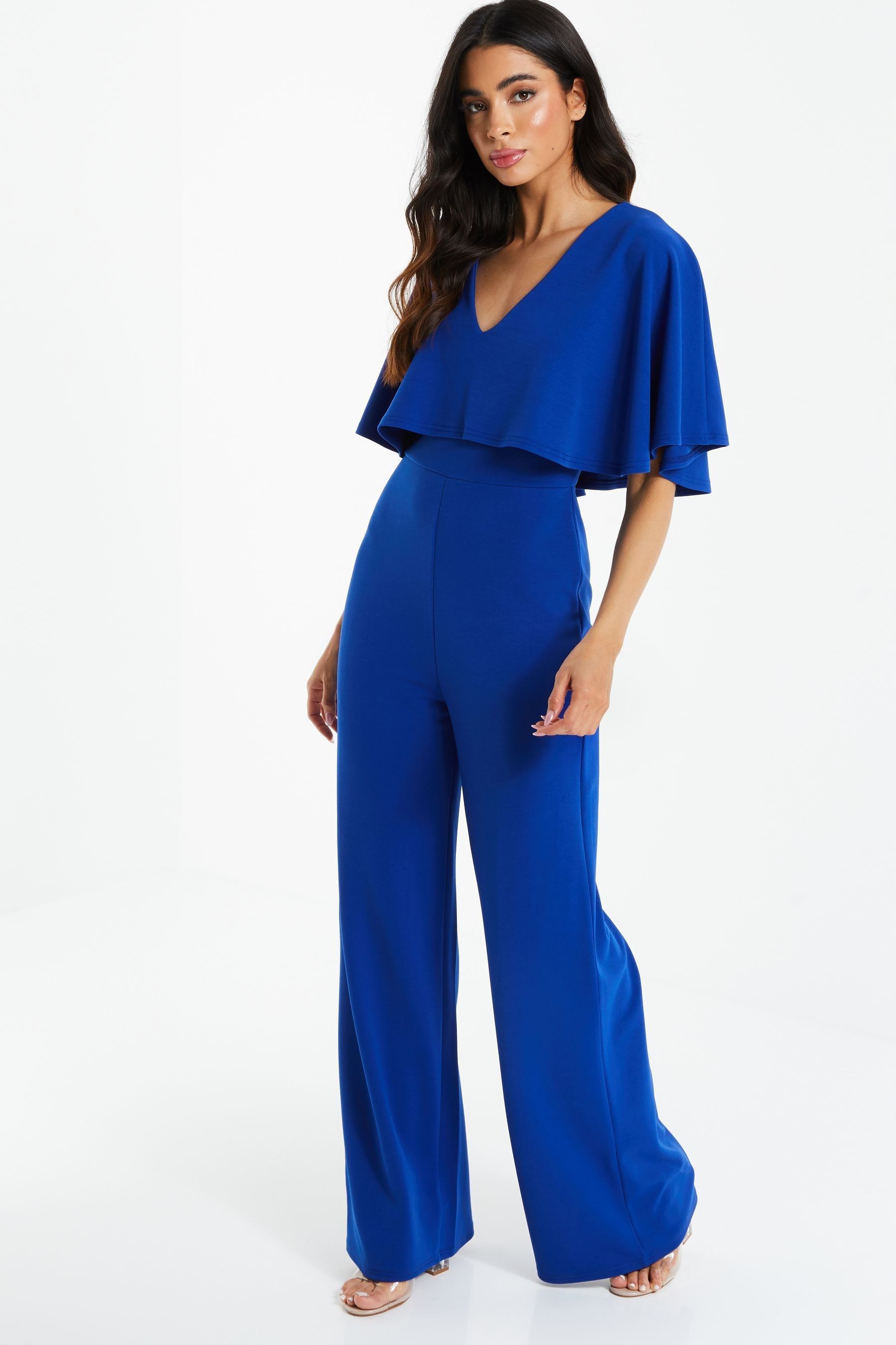 Buy Quiz Royal Blue Cape Palazzo Jumpsuit from Next Luxembourg