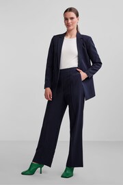 PIECES Blue Pinstripe Relaxed Fit Stretch Blazer - Image 2 of 5