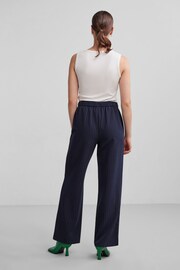 PIECES Blue Pinstripe Wide Leg Stretch Tailored Trousers - Image 3 of 5