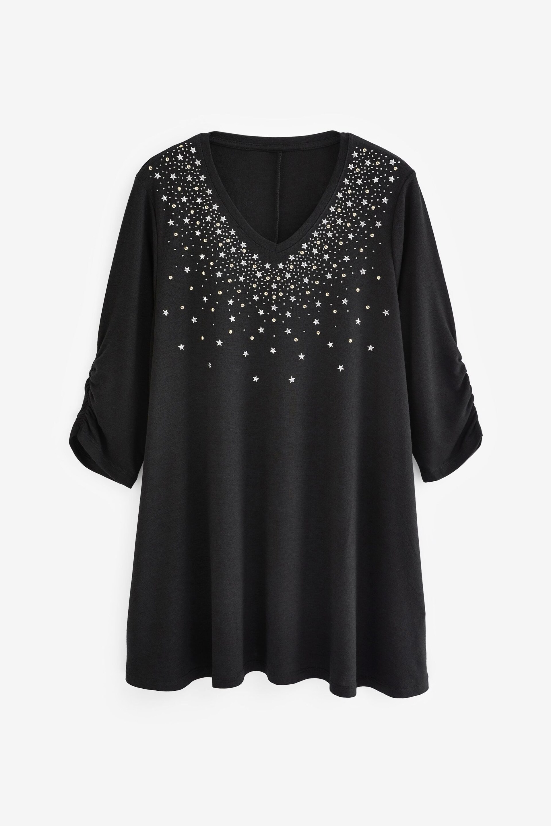 Yours Curve Black Star Stud Embellished Top - Image 5 of 5