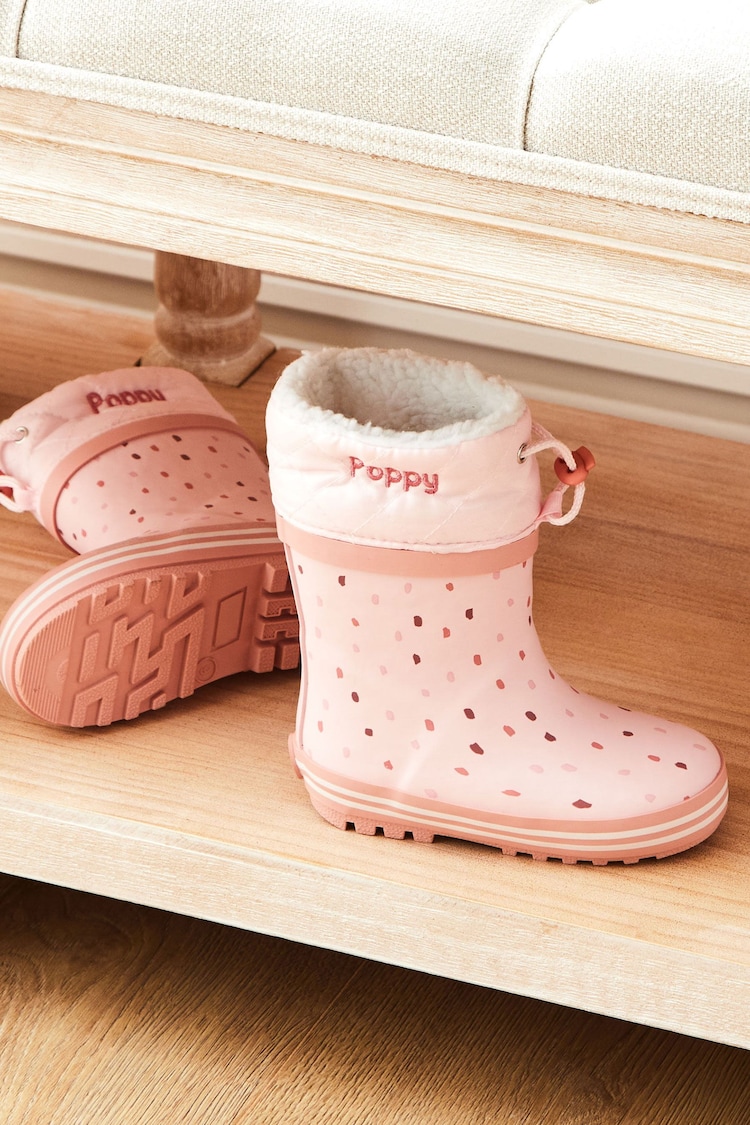 Personalised Pink Spot Rubber Wellies by My 1st Years - Image 1 of 5