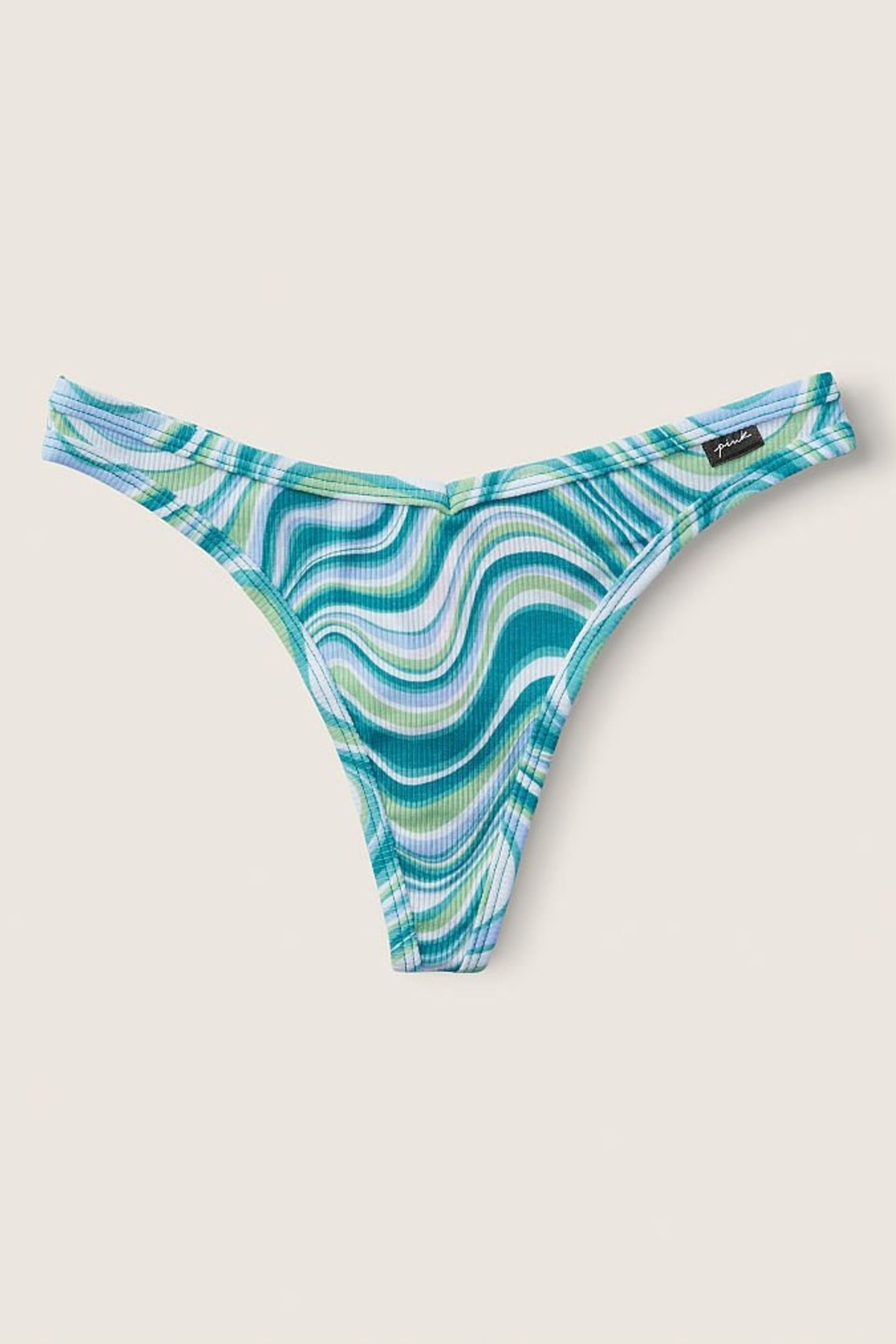 Victoria's Secret PINK Water Park Marble Print Cotton Thong Knickers - Image 1 of 1