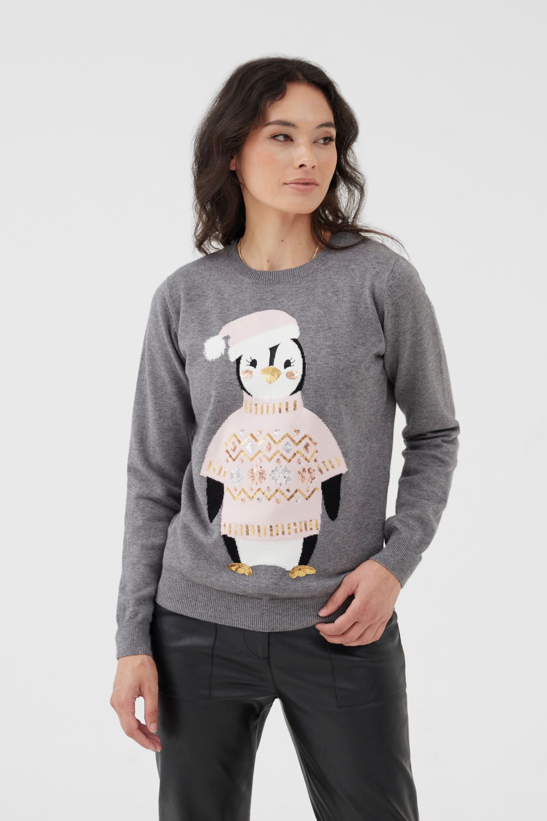 Girls penguin christmas jumper shop