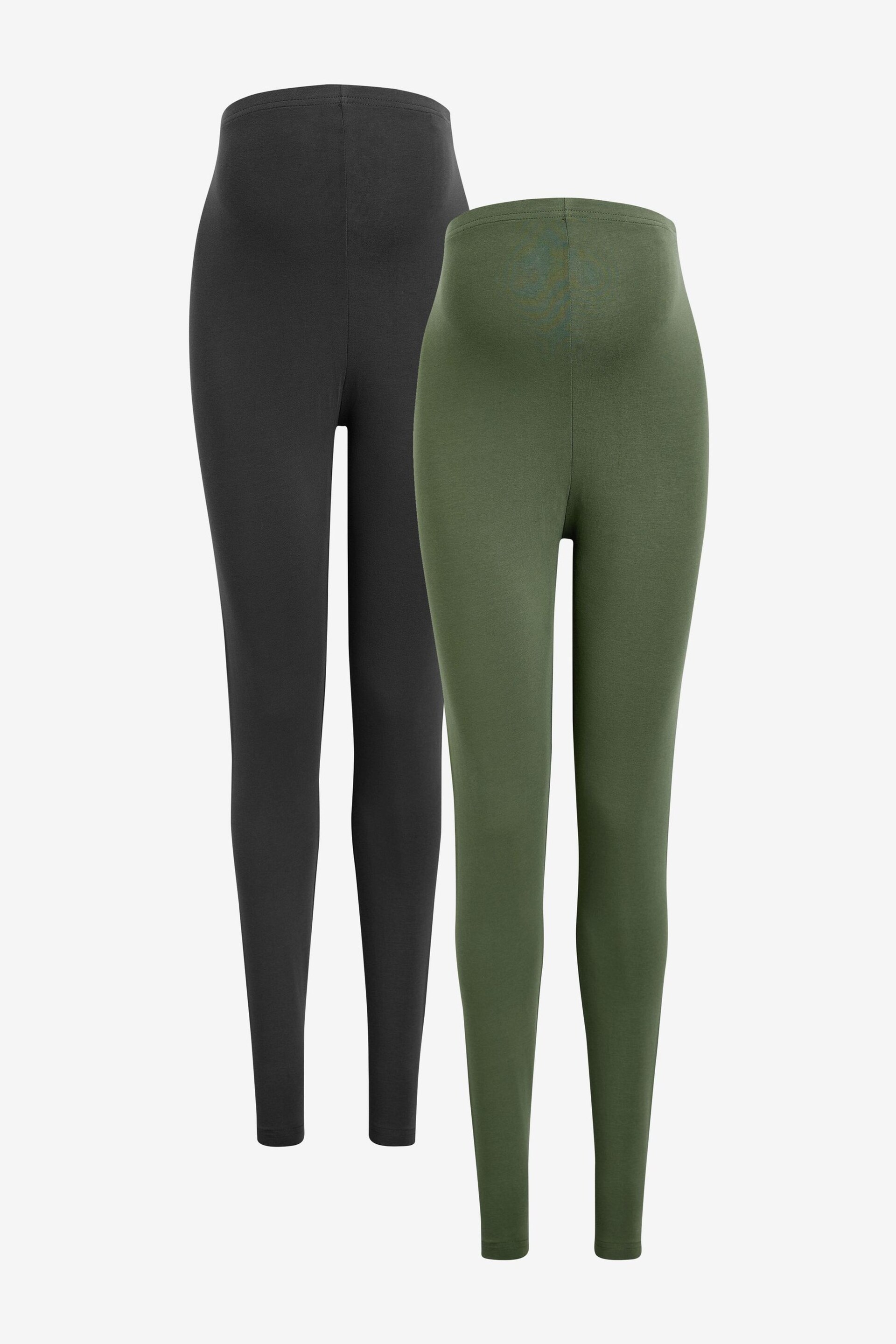 Mamalicious Black & Green Maternity 2 Pack Leggings - Image 4 of 9