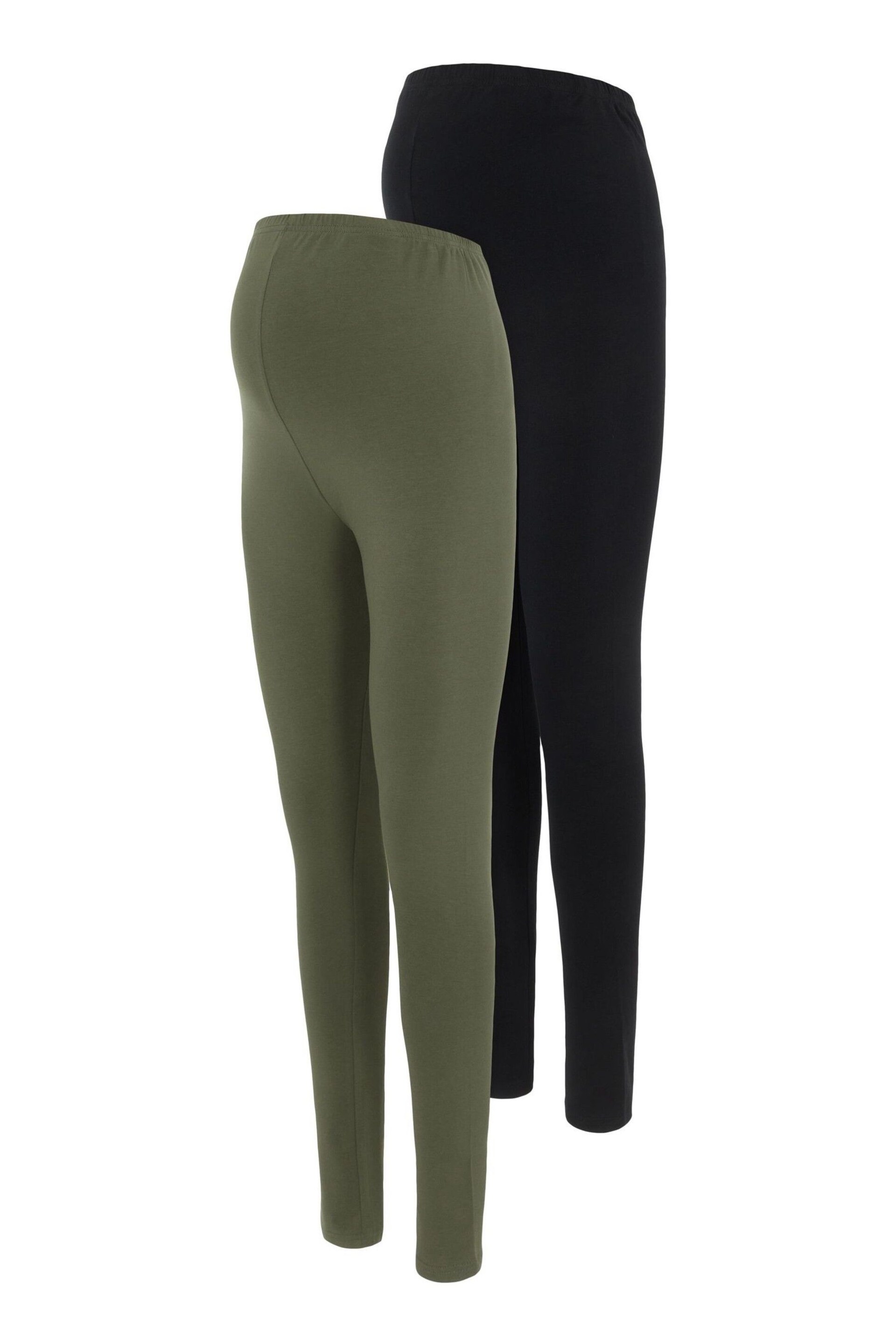 Mamalicious Black & Green Maternity 2 Pack Leggings - Image 5 of 9