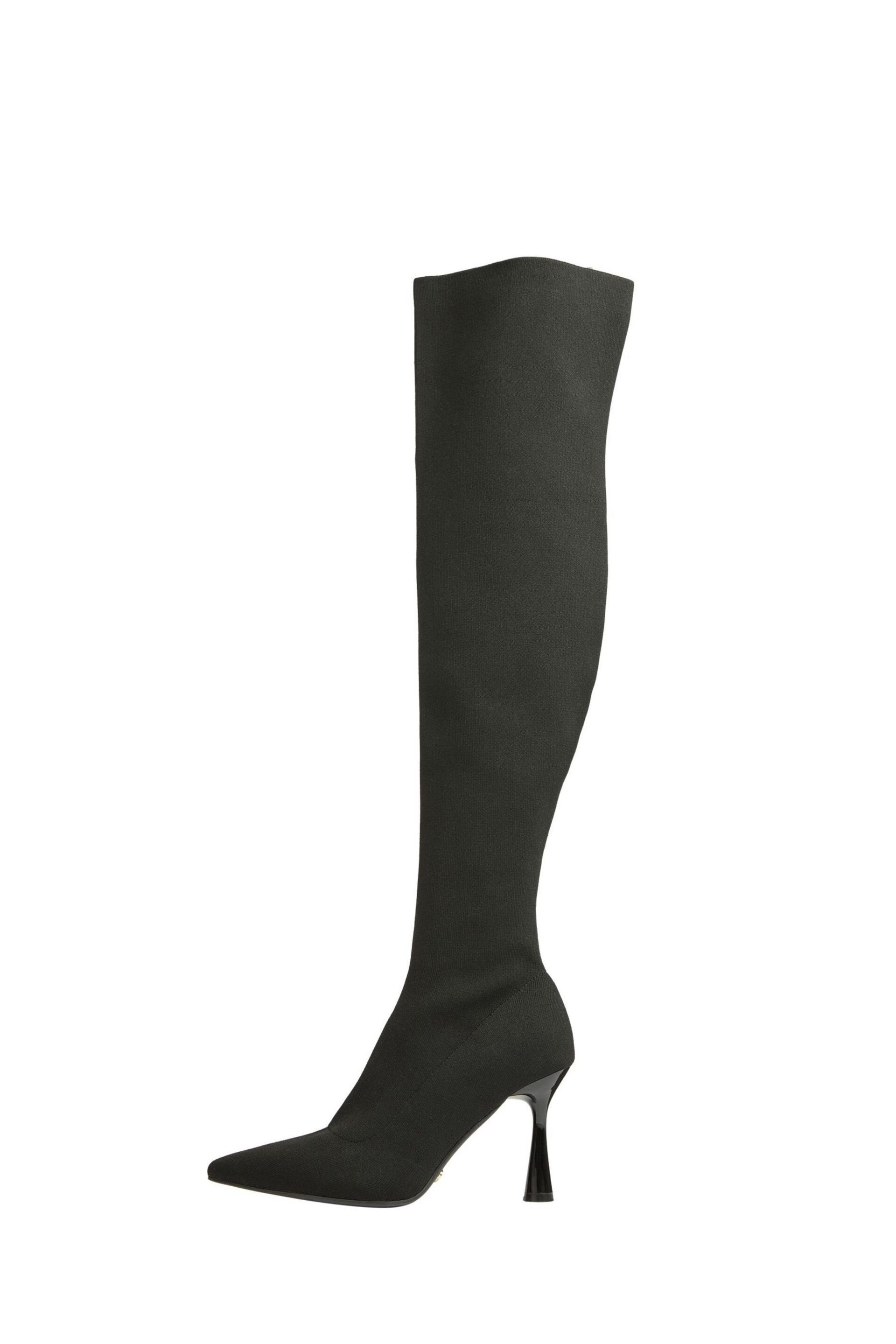 Lipsy Black Regular Fit Mid Heel Over The Knee Knitted Sock Boot - Image 5 of 5