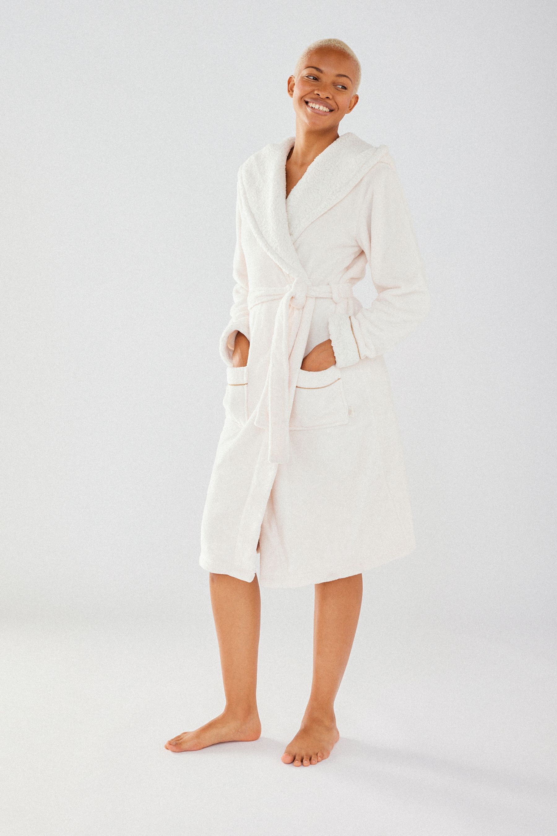 White fluffy housecoat outlet