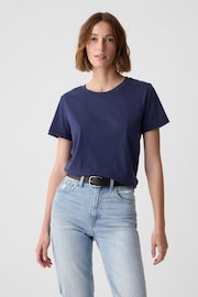 Gap Navy Blue Cotton Vintage Crew Neck Short Sleeve T-Shirt - Image 2 of 5