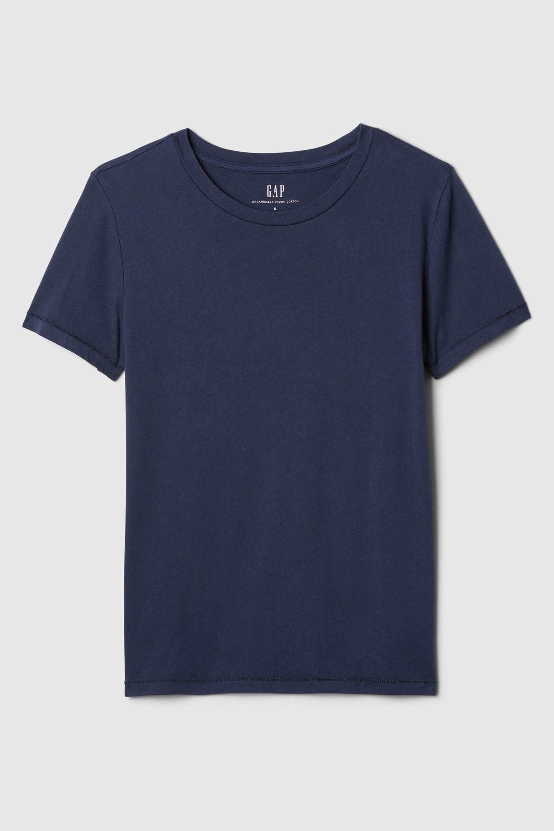 Buy Gap Navy Blue Crew Neck Vintage 100% Organic Cotton Short Sleeve T ...