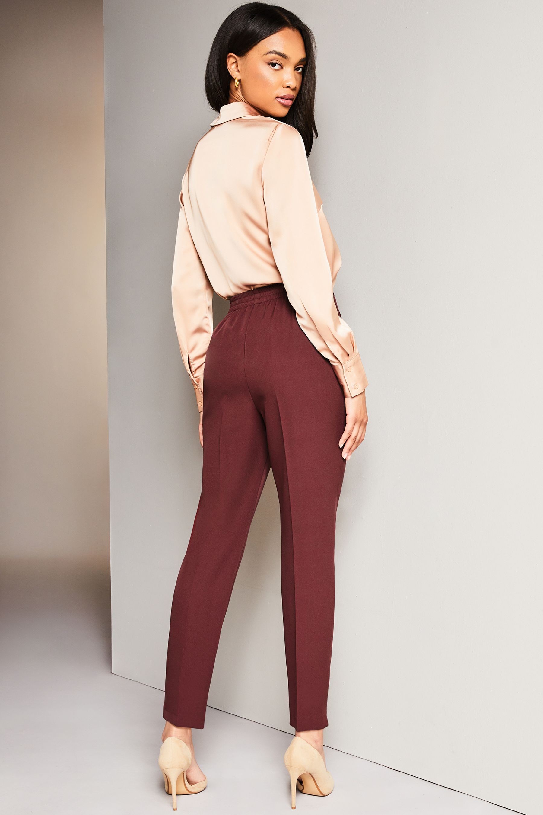 Buy Lipsy Berry Red Petite Tailored Trim Smart Tapered Trousers from Next Poland