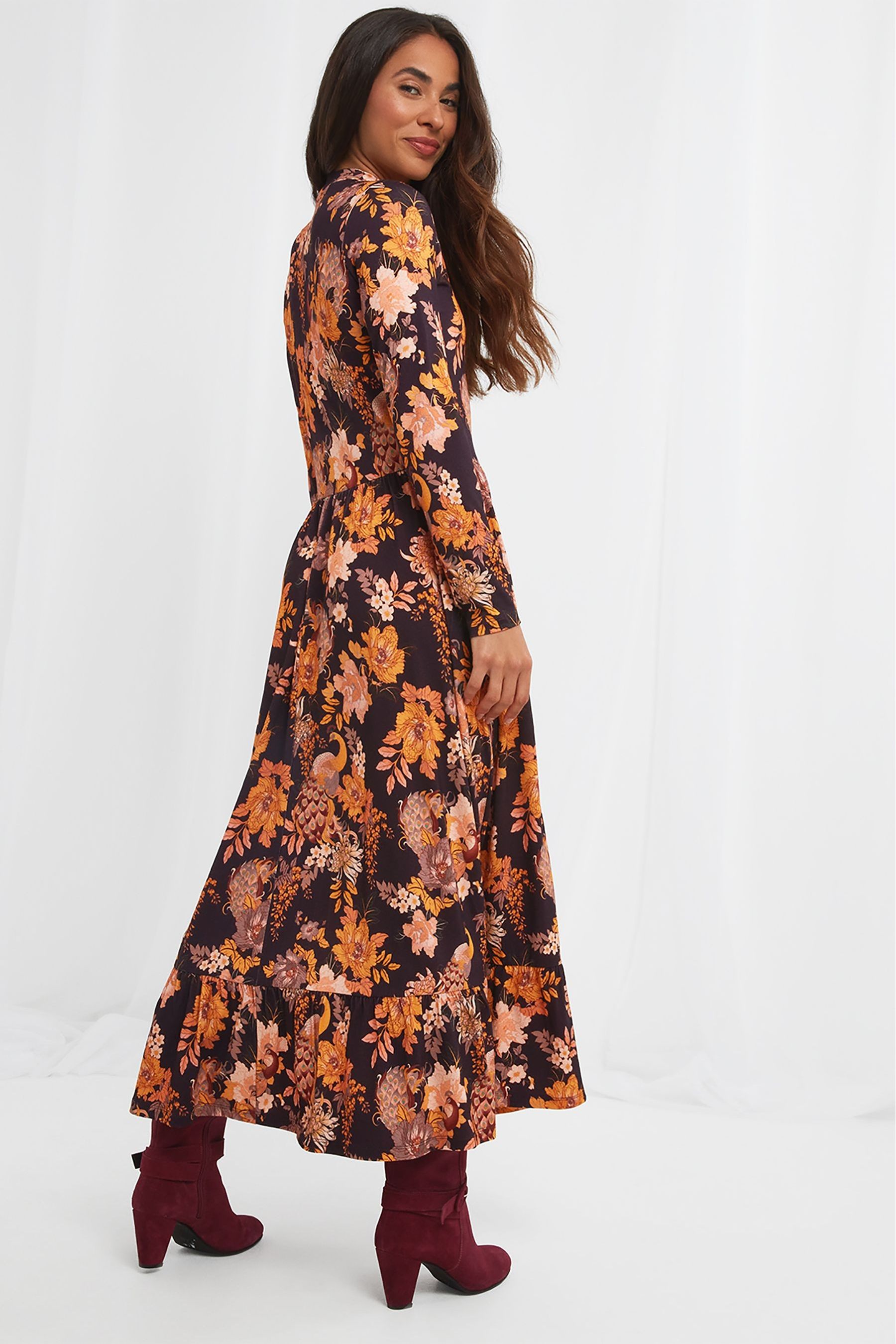 Buy Joe Browns Purple Peacock Floral Dress from Next Luxembourg