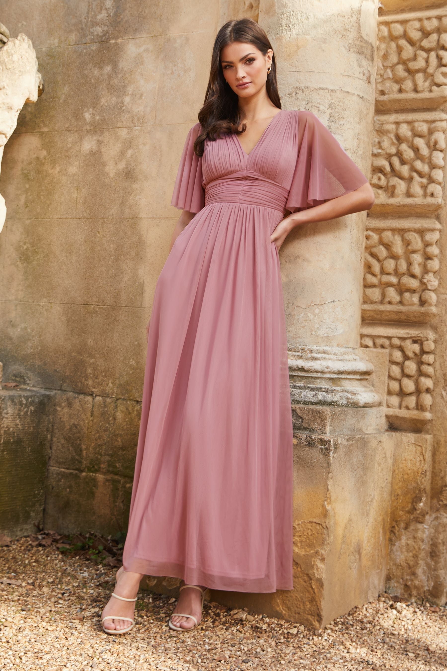 Buy Lipsy Pink Empire Short Sleeve Bridesmaid Maxi Dress from Next Luxembourg