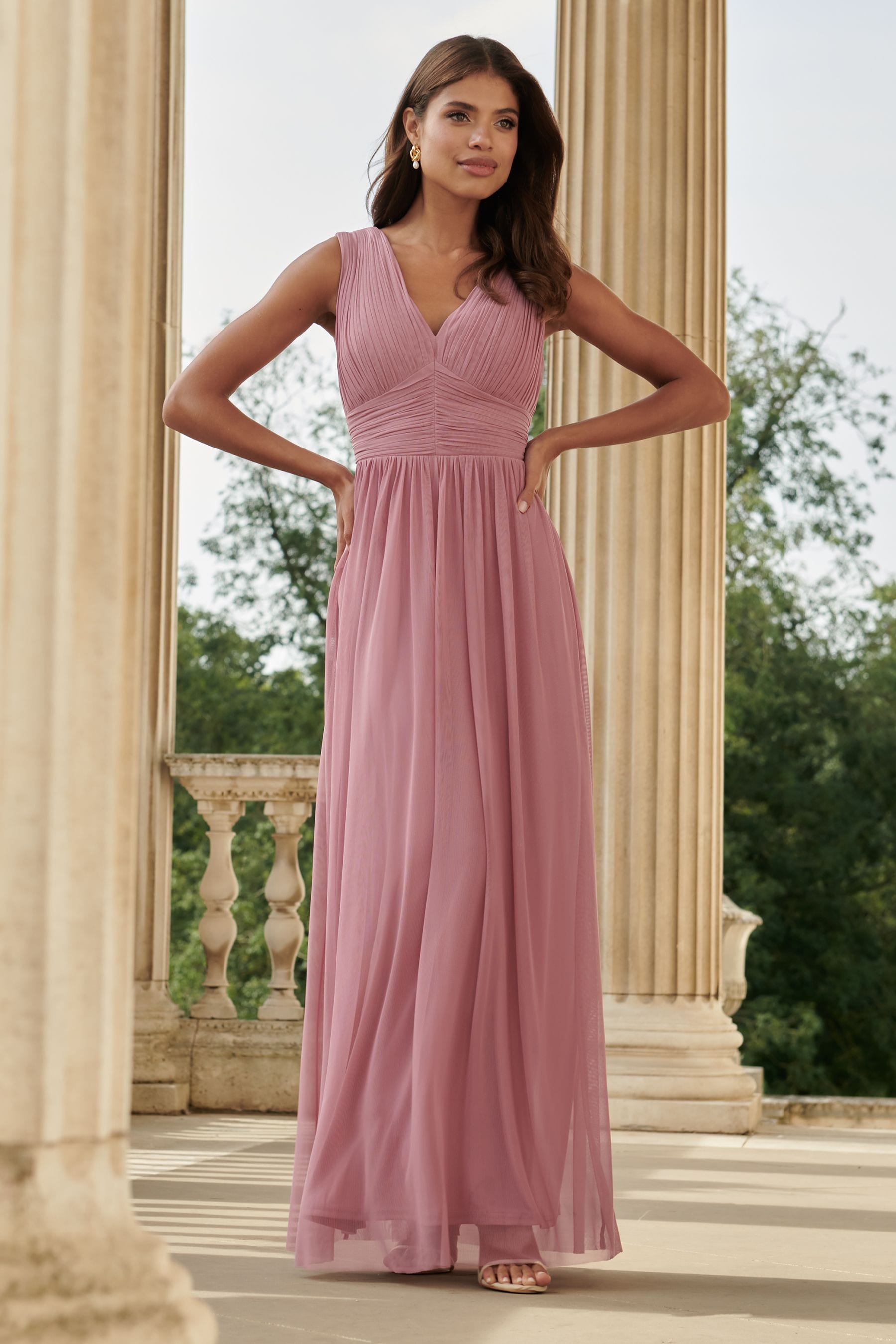 Buy Lipsy Pink Empire Sleeveless Bridesmaid Maxi Dress from Next Luxembourg