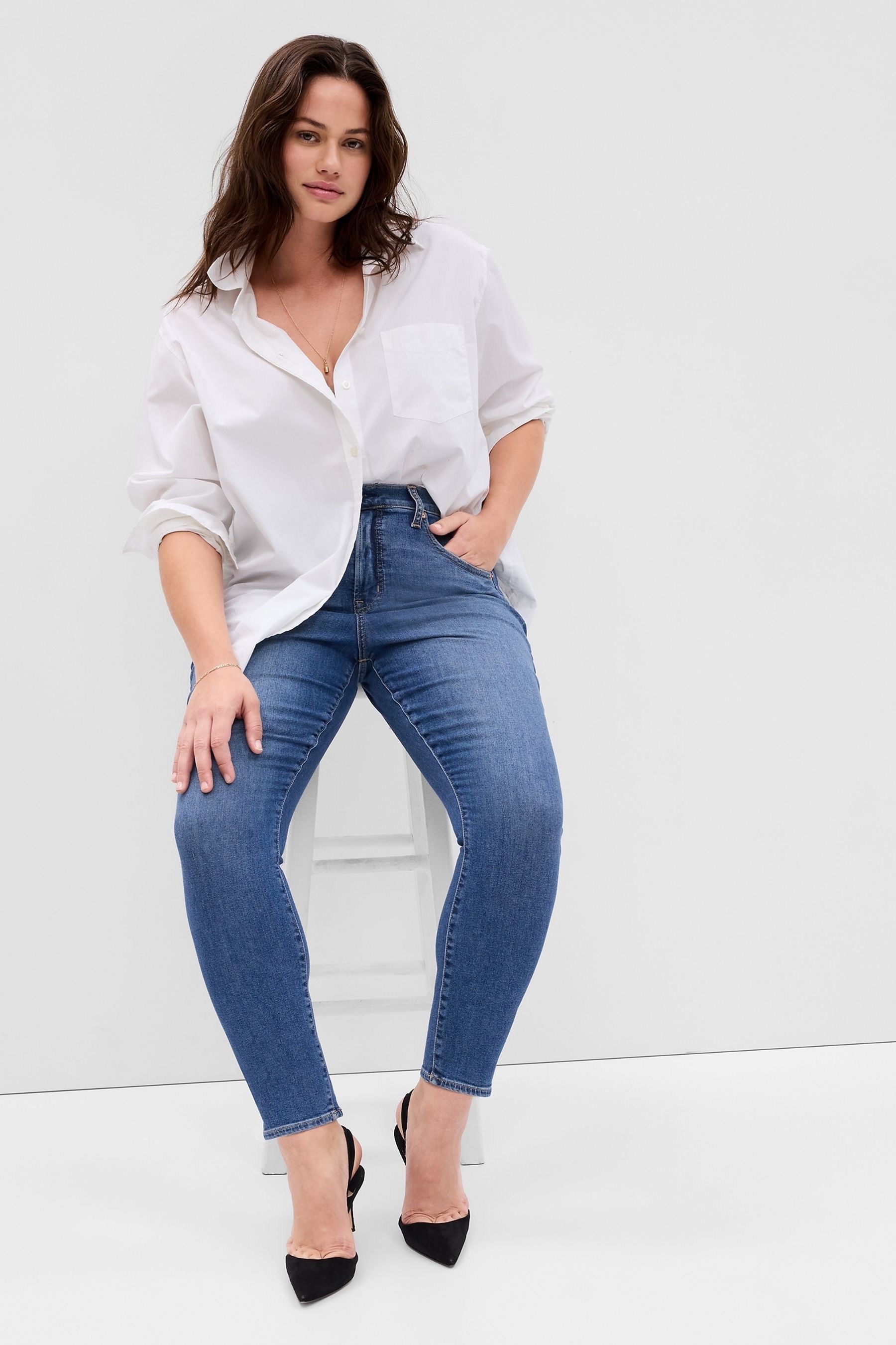 Buy Gap Mid Indigo Blue High Waisted True Stretch Skinny Jeans from Next France