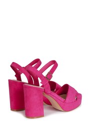 Linzi Pink Fuchsia Faux Suede Verony Strappy Studded Block Heeled Sandal - Image 4 of 4