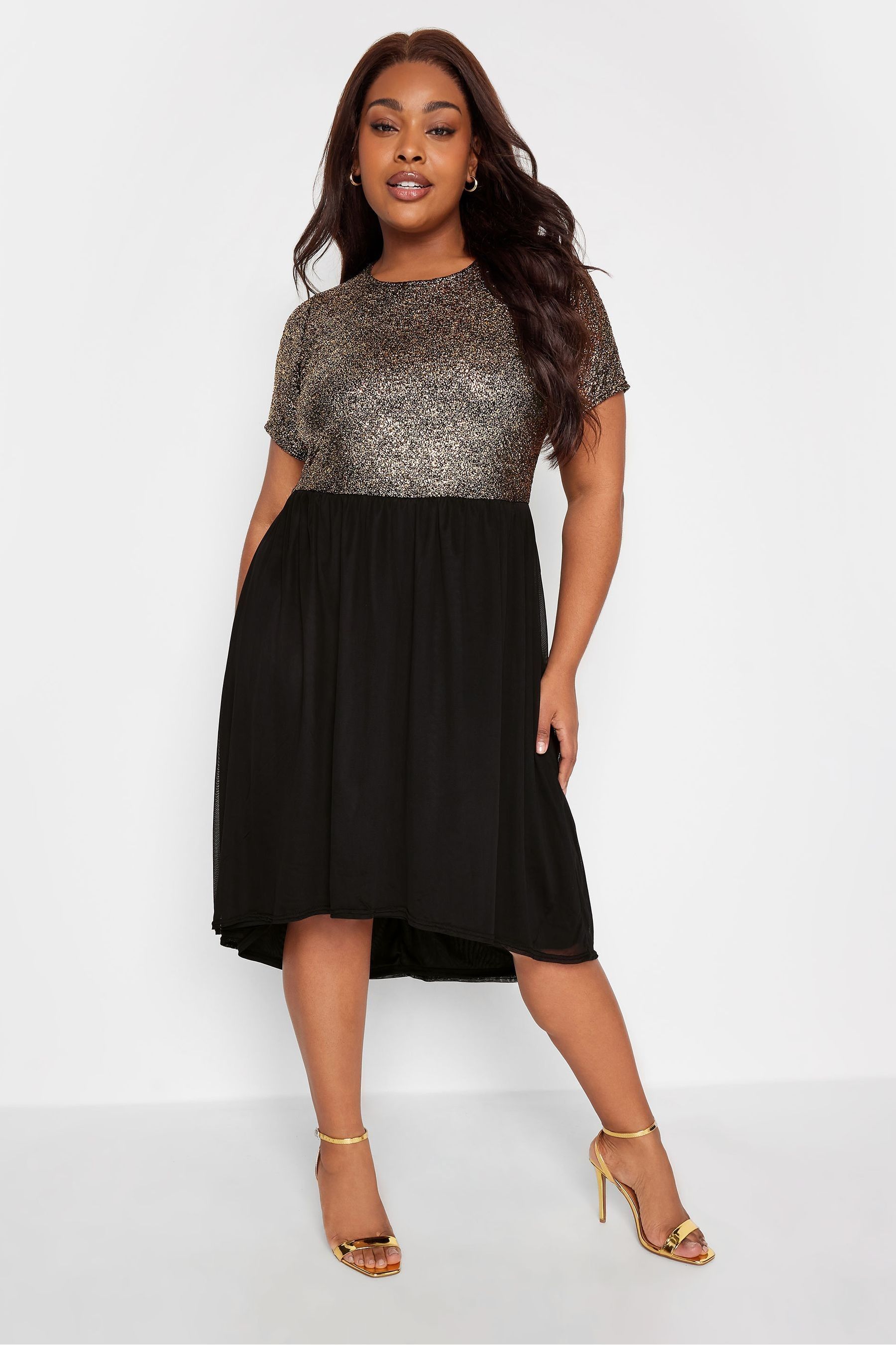 Buy Yours Curve Black Limited Top Mesh Skirt Dress from Next Luxembourg