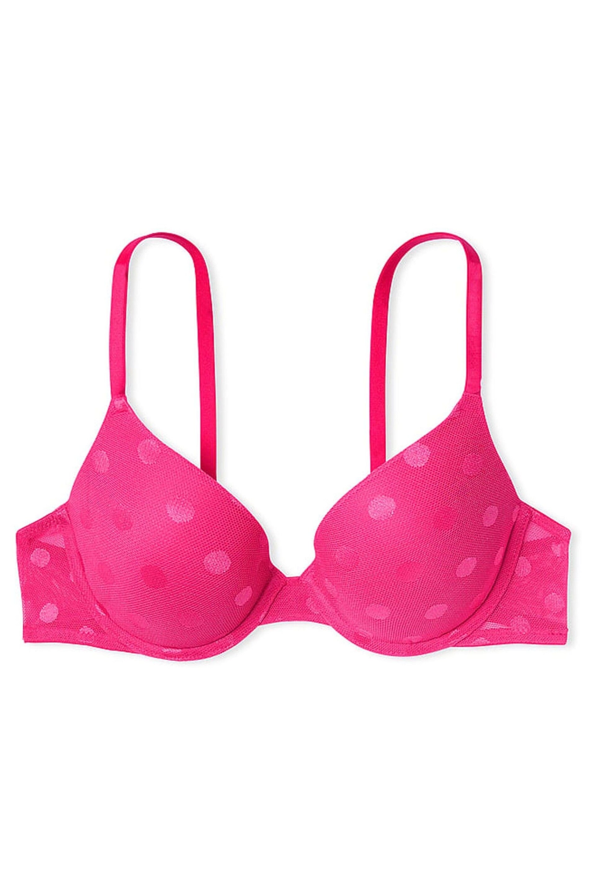 Victoria's Secret PINK Enchanted Pink Dot Mesh Push Up Bra - Image 3 of 4