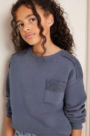 Lipsy Blue Crochet Sweatshirt - Image 1 of 4