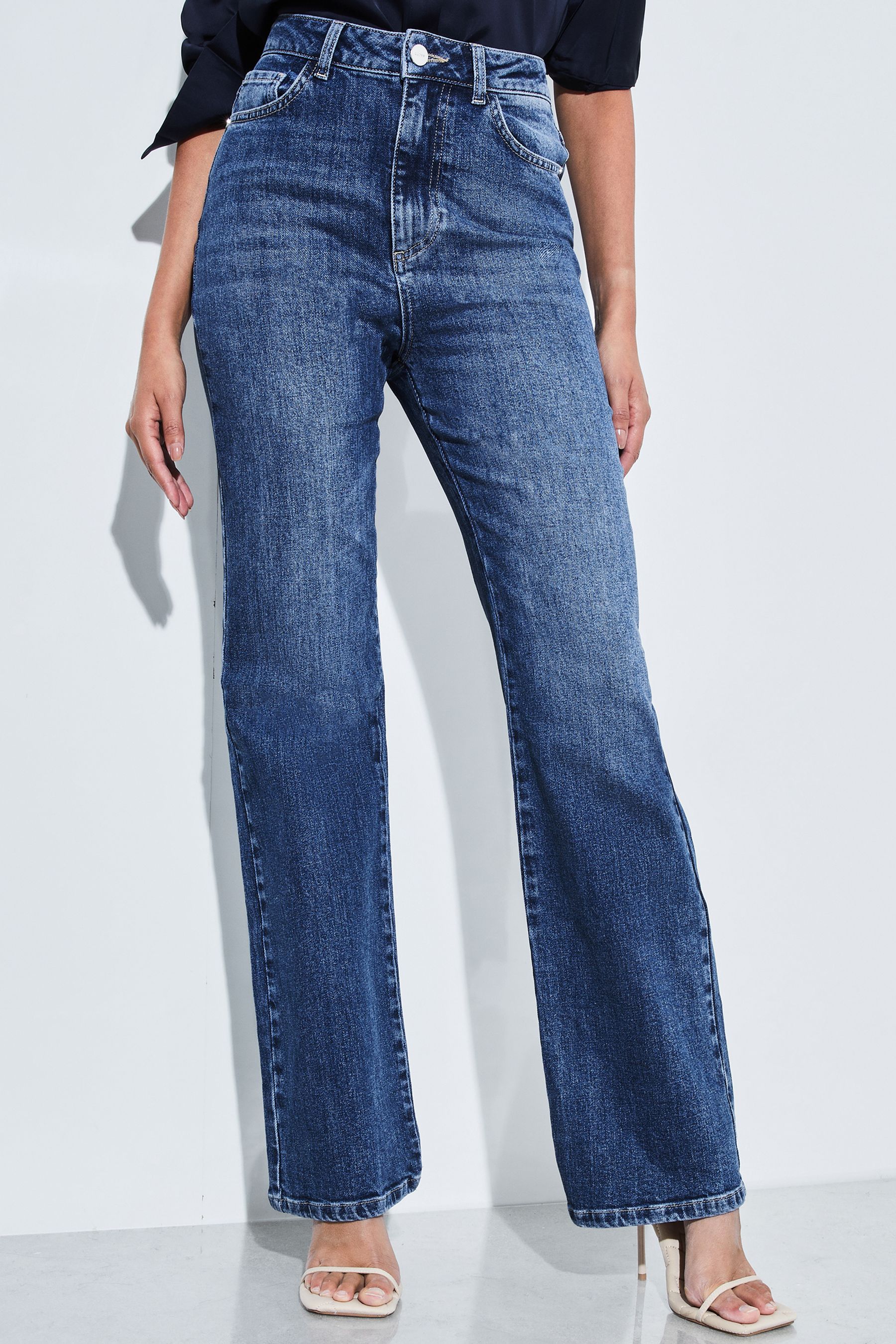 Buy Lipsy Dark Blue High Waist Slim Flare Jeans from the Next UK online shop