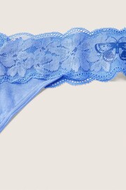 Victoria's Secret PINK Cornflower Blue With Graphic Band Everyday Lace Trim Thong Knickers - Image 2 of 2