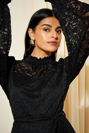 Friends Like These Black Long Sleeve Lace Mini Dress - Image 2 of 4