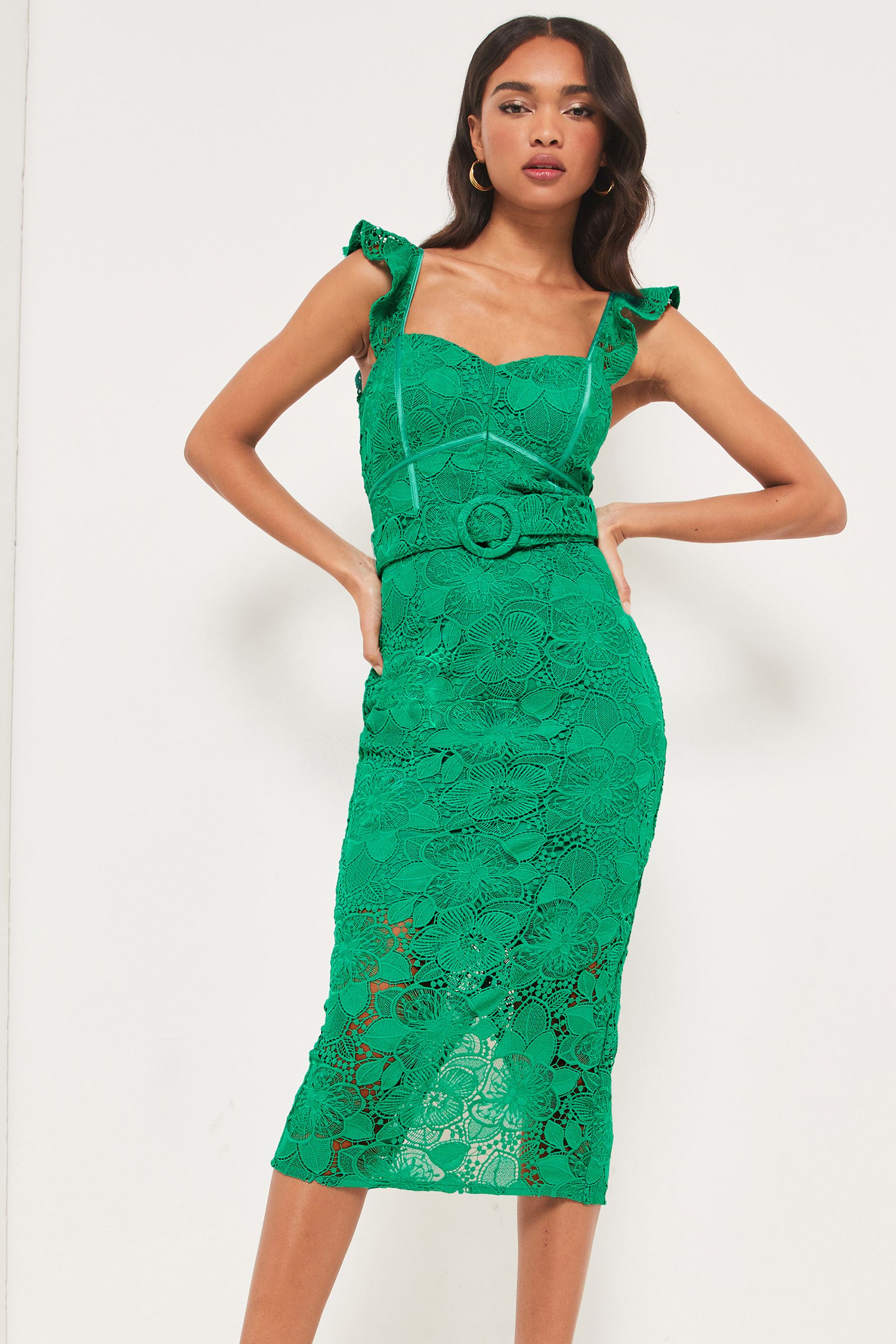 Lipsy green lace dress discount