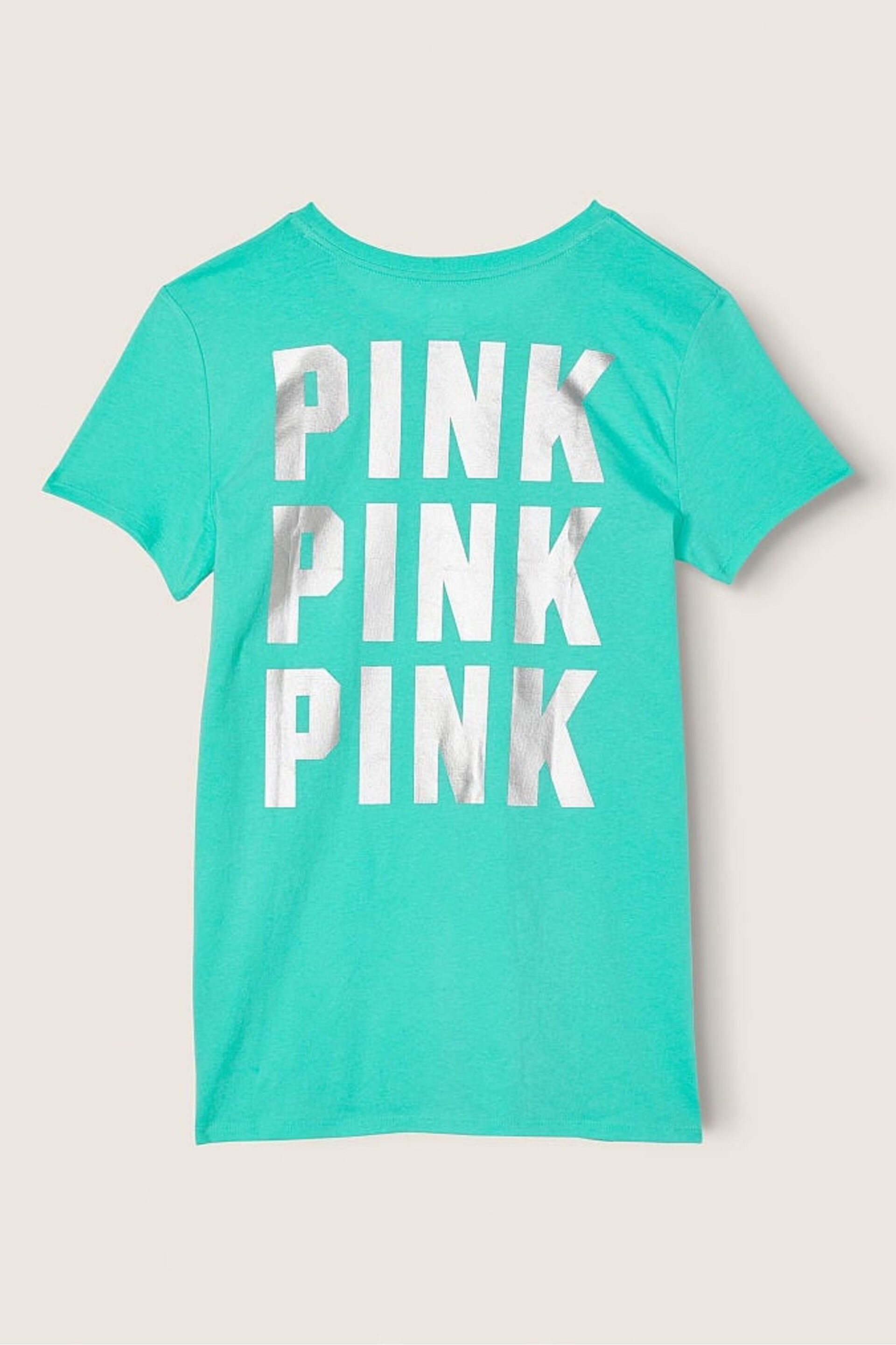 Victoria's Secret PINK Blue Teal Ice Logo Short Sleeve T-Shirt - Image 3 of 5