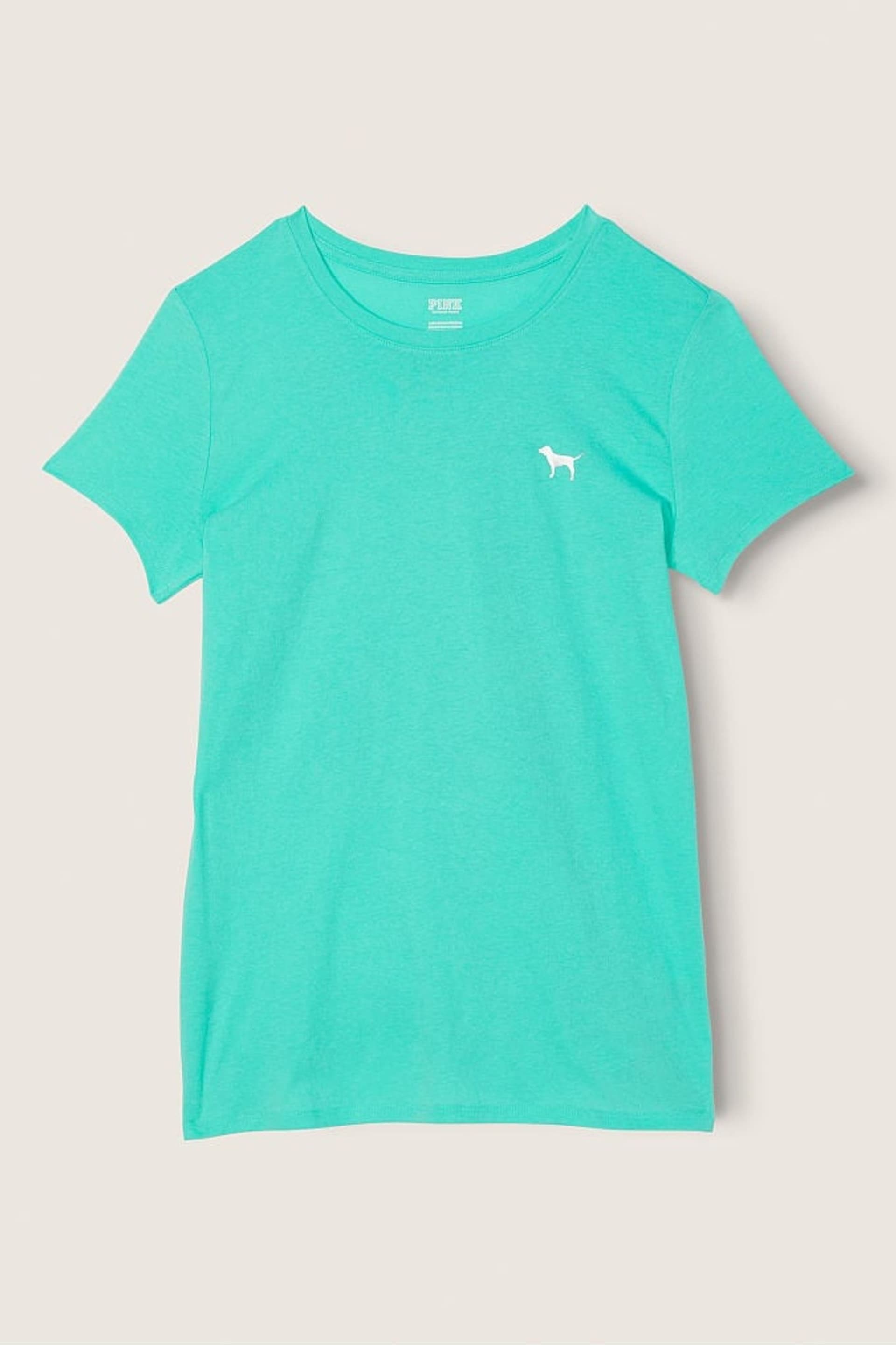 Victoria's Secret PINK Blue Teal Ice Logo Short Sleeve T-Shirt - Image 4 of 5